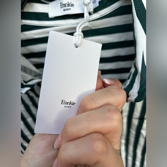 The Frankie Shop Lui Organic Cotton Shirt in pine stripe New with Tags! - Picture 6 of 7
